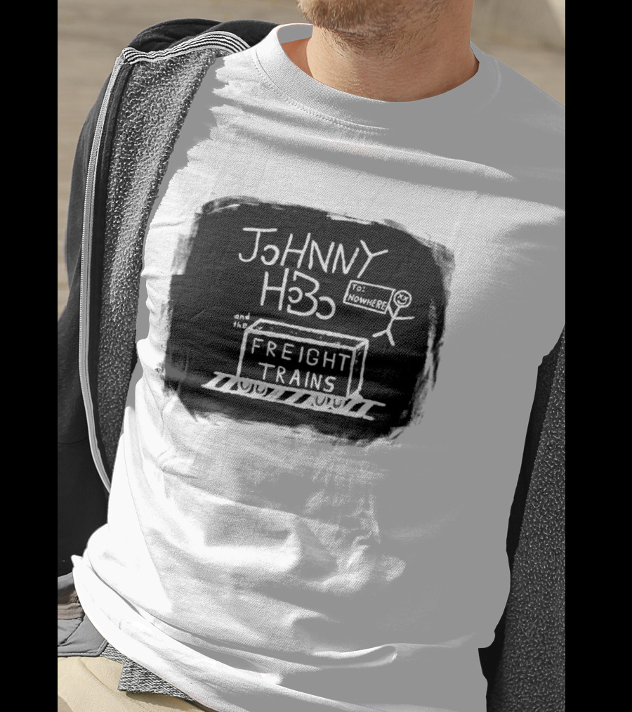 Johnny Hobo Freight Trains Stick Figure Drawing T-Shirt