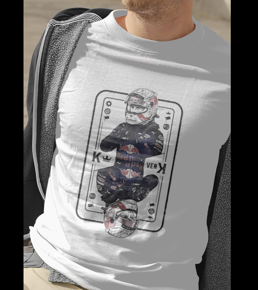 Red Bull Racing Max Verstappen Playcard King Black And Red Suit T-Shirt