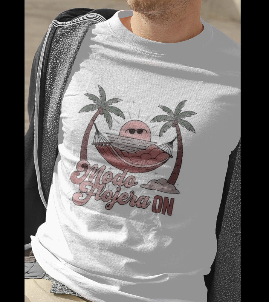 Modo Flojera ON Palm Trees Hammock Sun Emoji T-Shirt