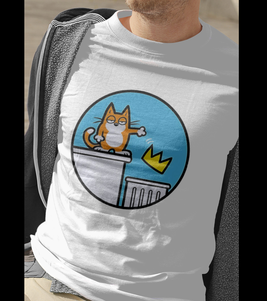 Orange Cat Discarding Crown No King Mark Parisi T-Shirt