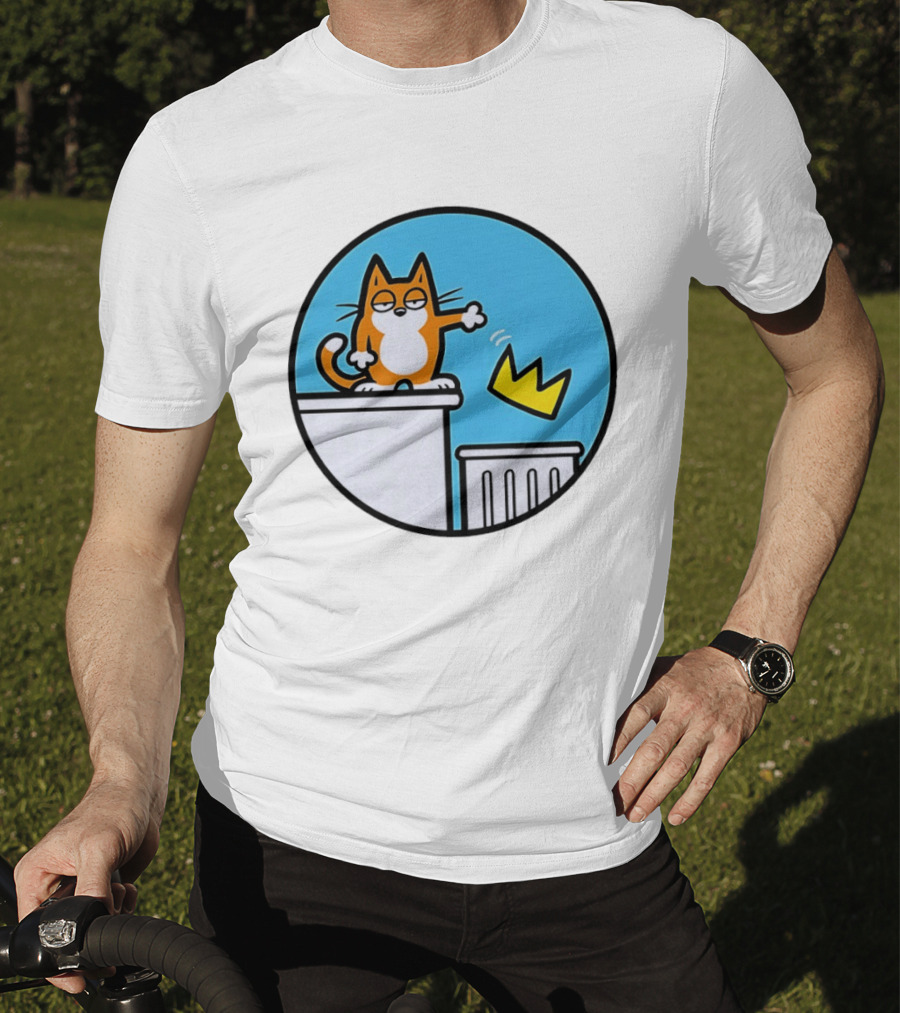 Orange Cat Discarding Crown No King Mark Parisi T-Shirt