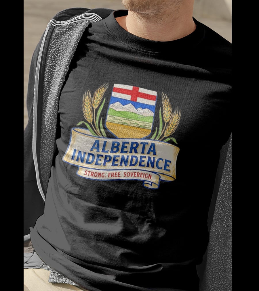Alberta Independence Emblem Strong Free Sovereign Crest T-Shirt