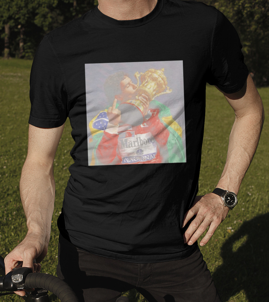 Ayrton Senna Iconic F1 Trophy Celebration And Gesture T-Shirt