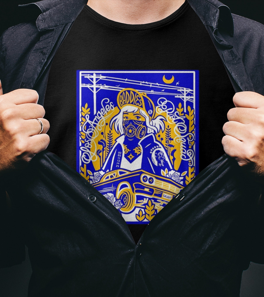 Baddies Los Angeles Riot Squad Galaxy Car Artwork By Ms. Yellow T-Shirt
