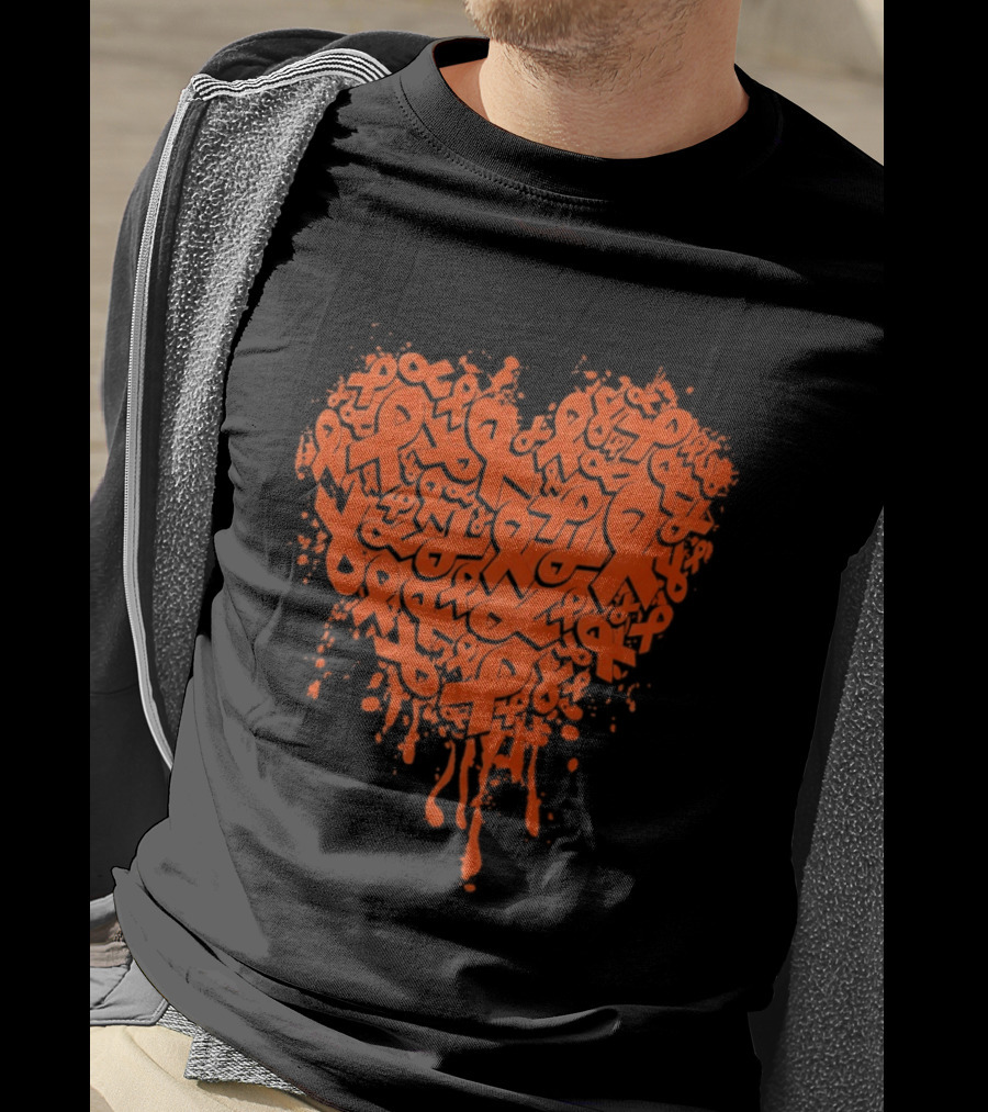 Orange Ribbon Melting Heart Shape Awareness T-Shirt