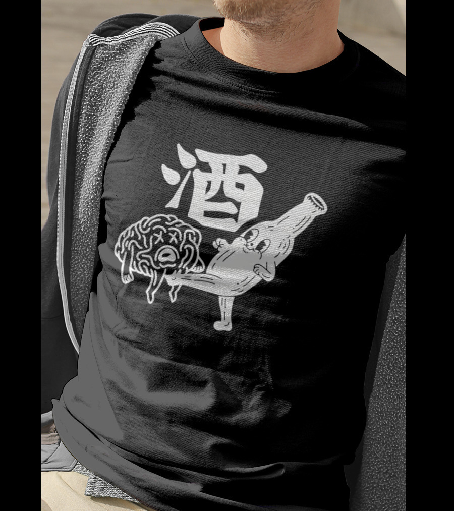 Brain Groin Kickin Beer Bottle Battle T-Shirt