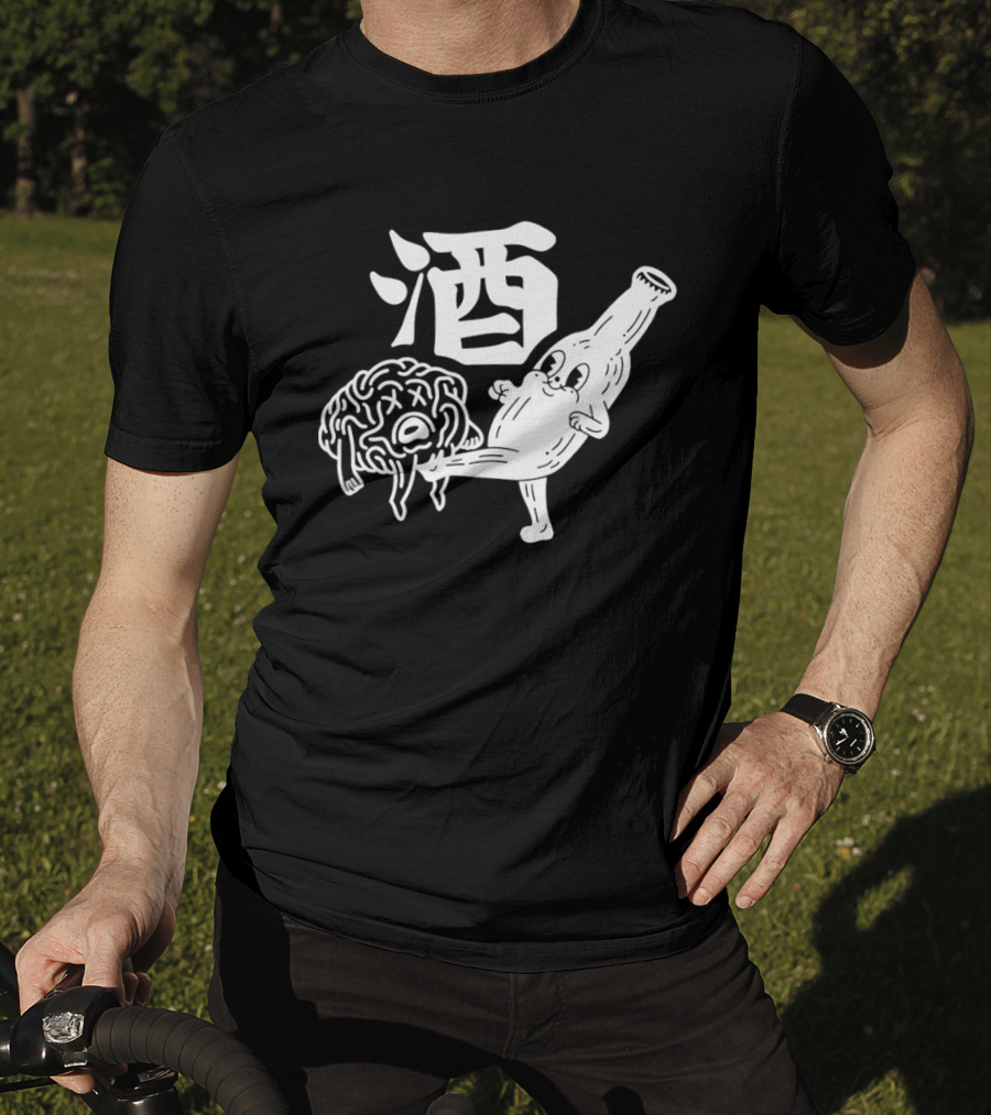 Brain Groin Kickin Beer Bottle Battle T-Shirt