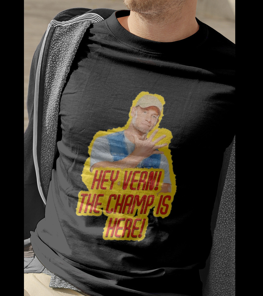 John Cena Hey Vern The Champ Is Here Hand Gesture Yellow Highlight T-Shirt