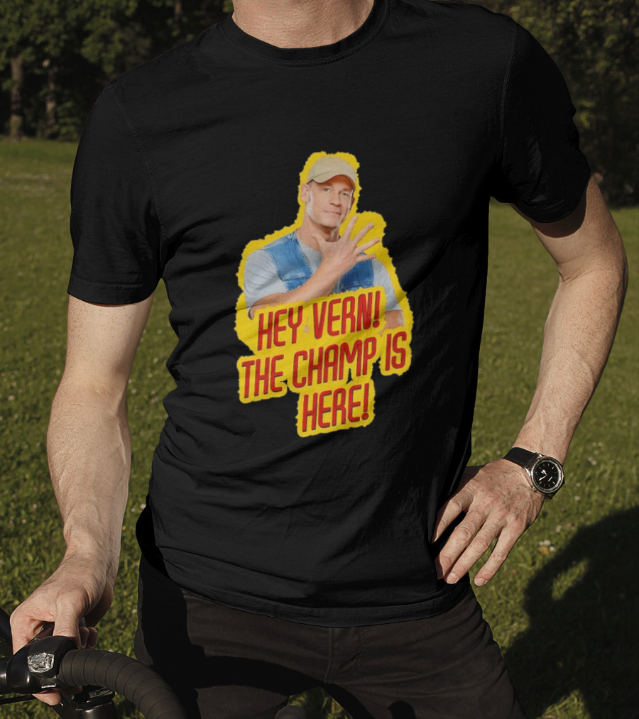 John Cena Hey Vern The Champ Is Here Hand Gesture Yellow Highlight T-Shirt