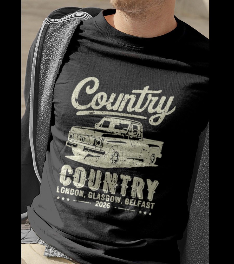 Country Pickup 2023 London Glasgow Belfast Retro Truck T-Shirt