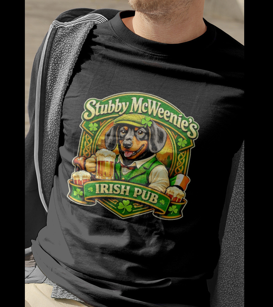 Stubby McWeenie's Irish Pub Dachshund Beer St Patrick's Day T-Shirt