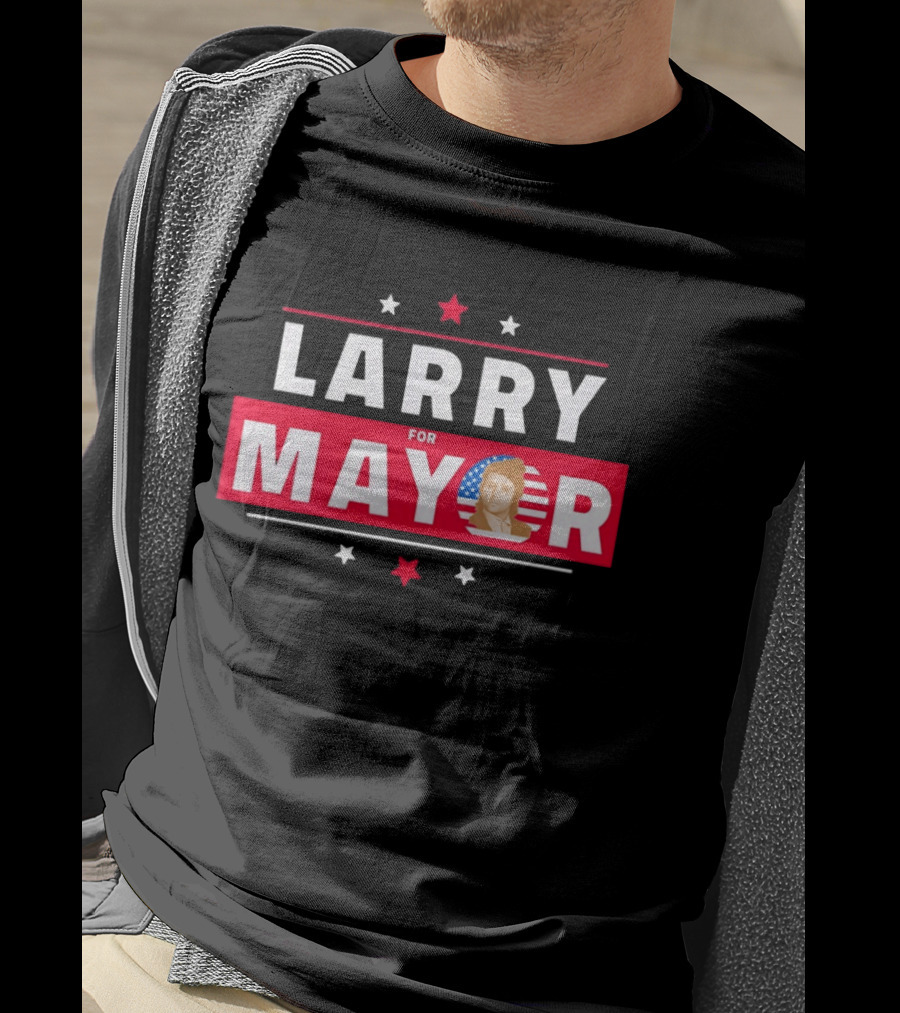 Larry For Mayor American Flag Style Candidate Image T-Shirt