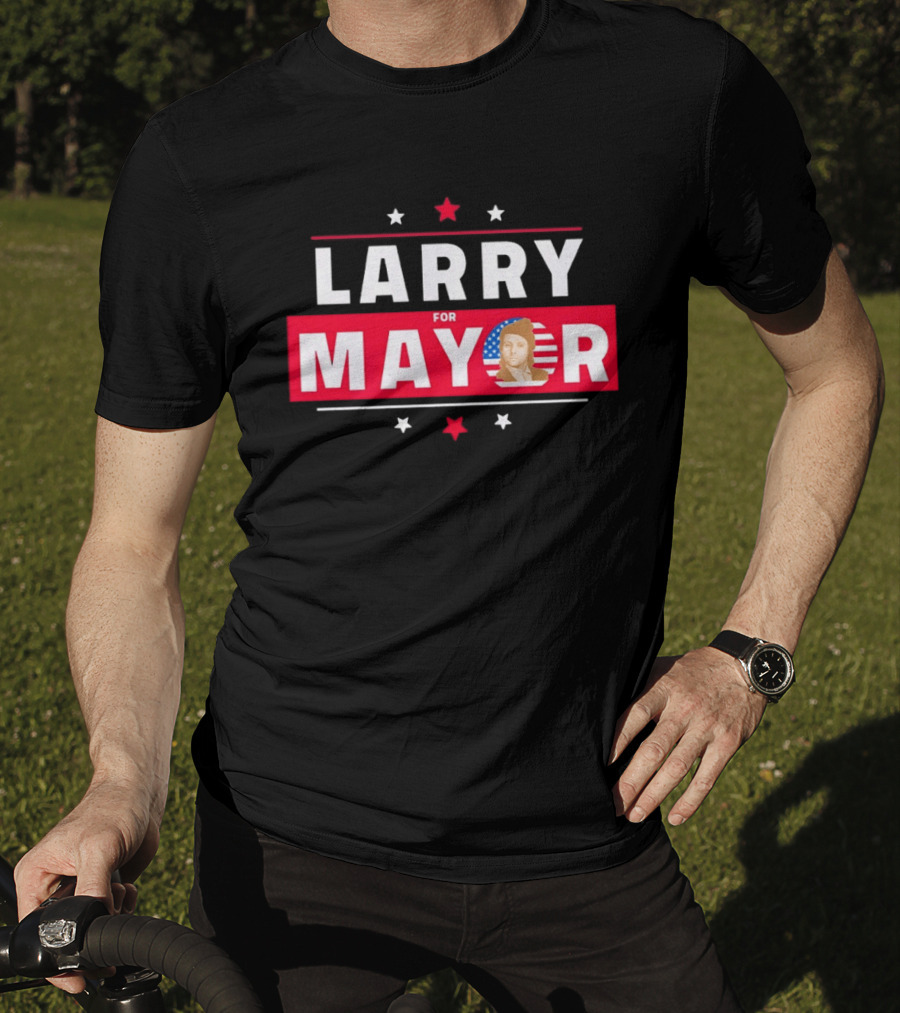Larry For Mayor American Flag Style Candidate Image T-Shirt