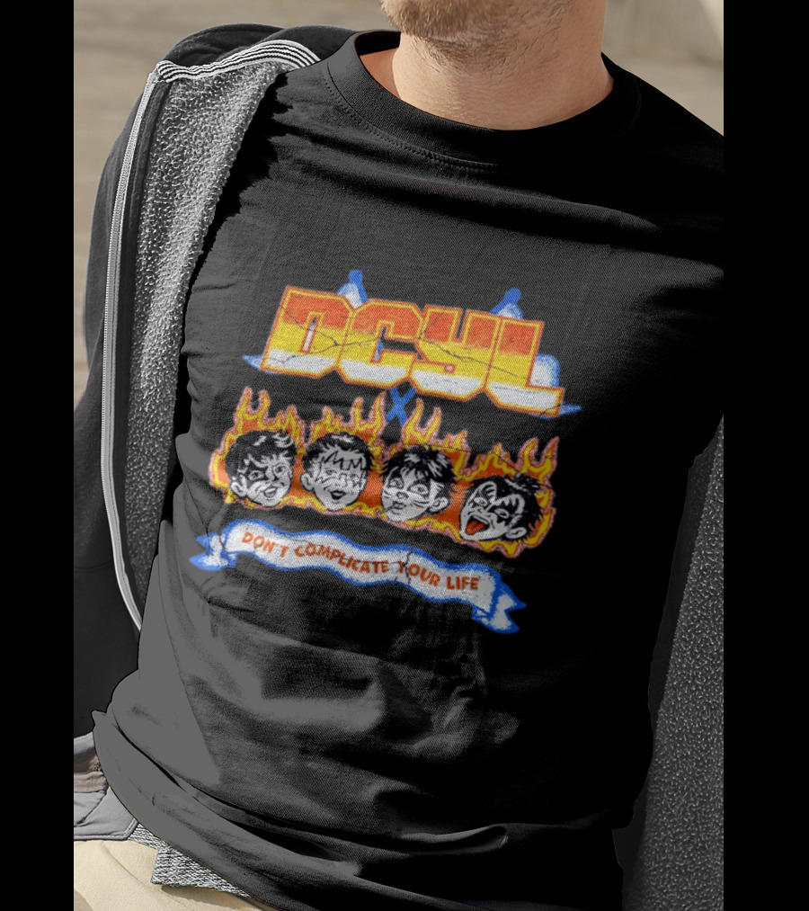 DCYL Don't Complicate Your Life Cartoon Faces Flame T-Shirt