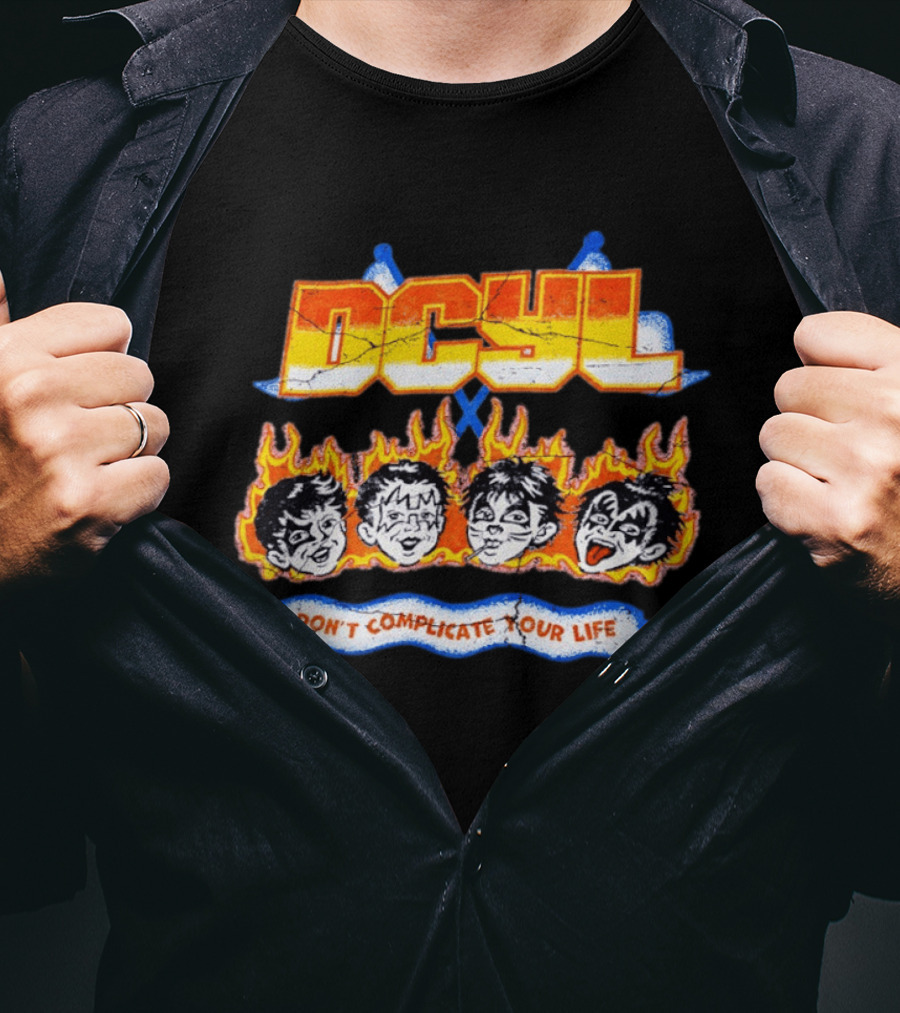 DCYL Don't Complicate Your Life Cartoon Faces Flame T-Shirt