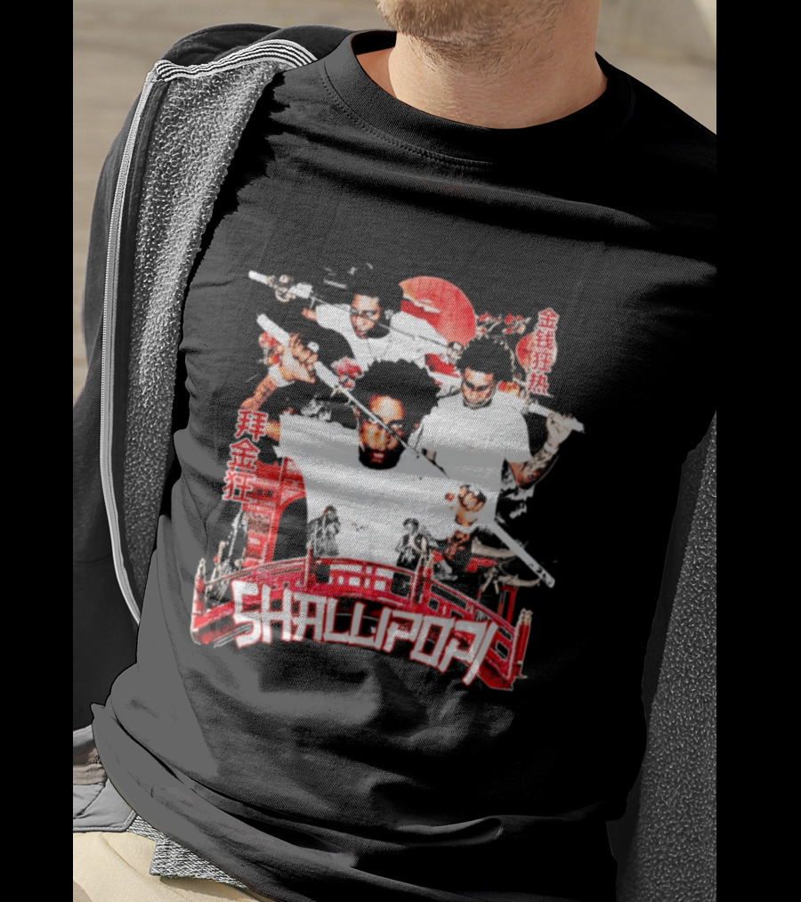 Shallipopi Samurai Warrior Red Bridge T-Shirt