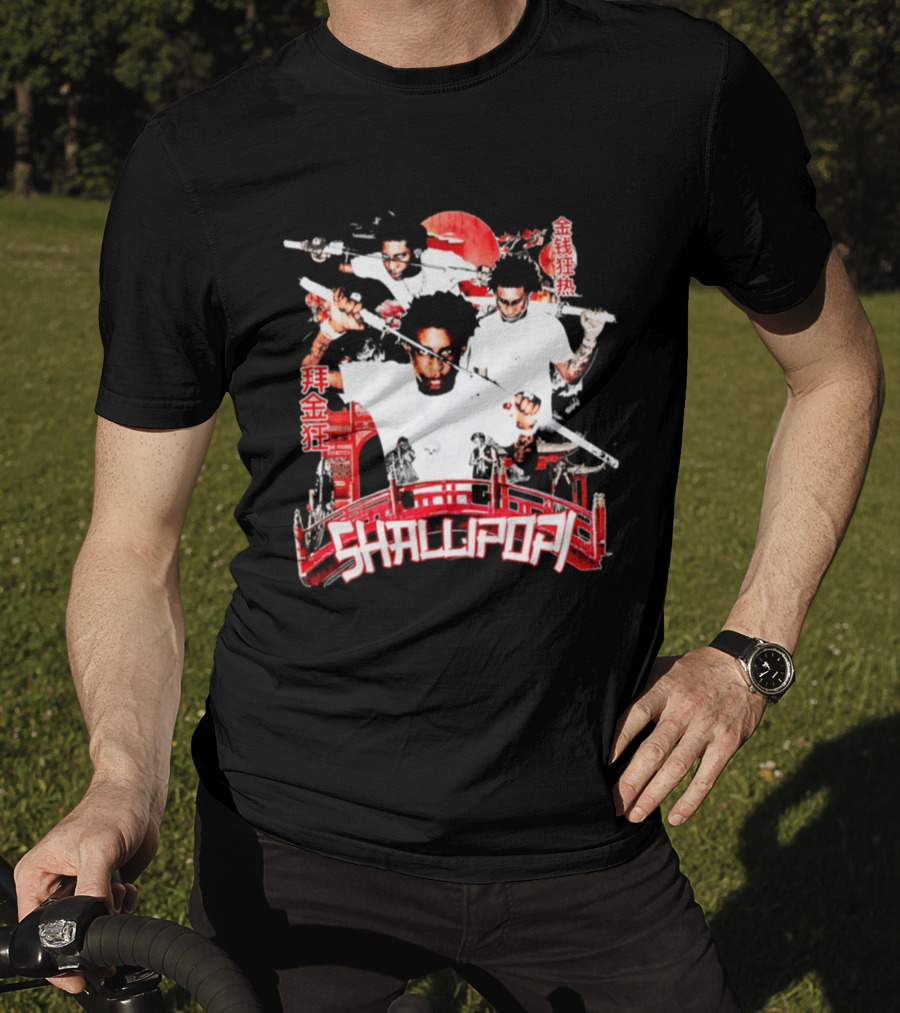 Shallipopi Samurai Warrior Red Bridge T-Shirt