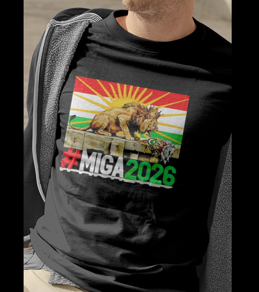 #MIGA 2026 Lion With Kurdistan Flag And Sun T-Shirt