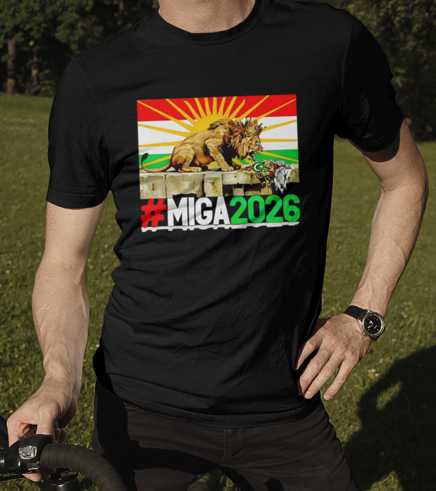 #MIGA 2026 Lion With Kurdistan Flag And Sun T-Shirt