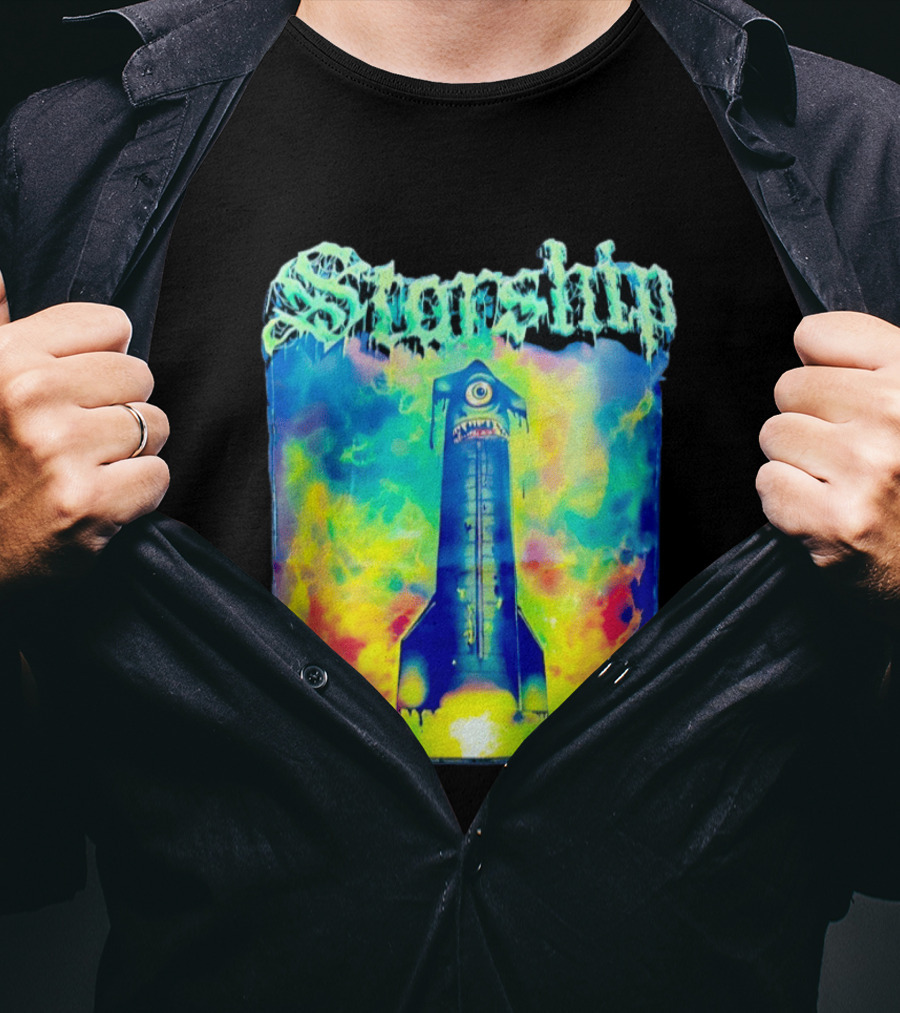 Starship Colorful Cyclops Monster Rocket Explosion T-Shirt