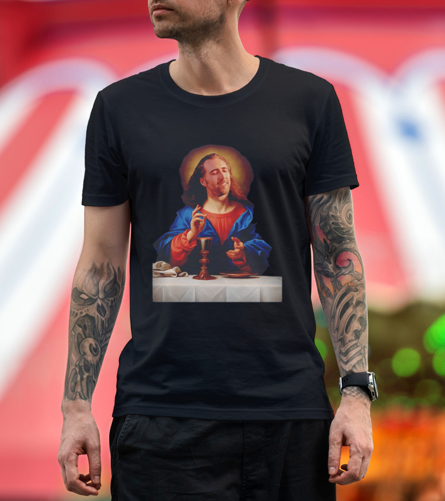 Nic Cage Jesus Iconic Meme Mashup T-Shirt
