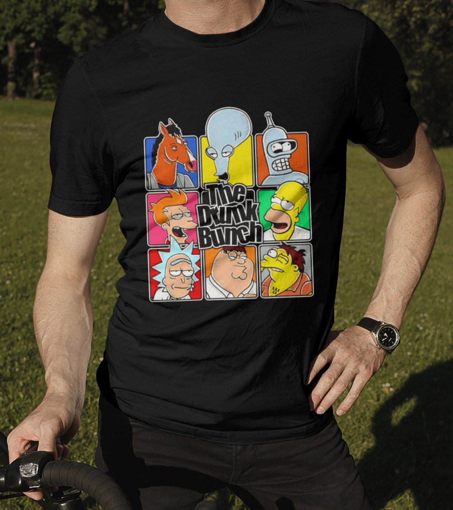 The Drunk Bunch Bojack Horseman Roger Bender Fry Rick Homer Peter Griffin Barney Gumble T-Shirt