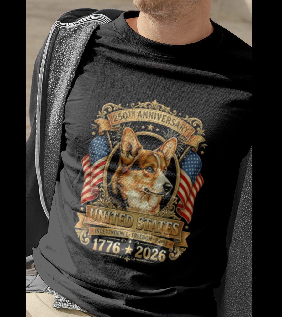 United States 250th Anniversary 1776 2026 Corgi Independence Freedom Pride T-Shirt