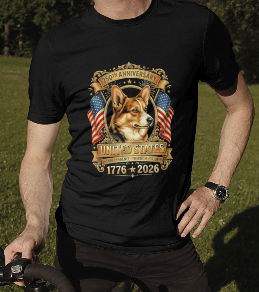 United States 250th Anniversary 1776 2026 Corgi Independence Freedom Pride T-Shirt
