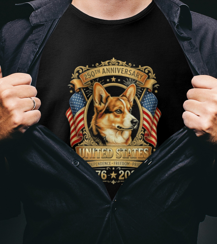 United States 250th Anniversary 1776 2026 Corgi Independence Freedom Pride T-Shirt