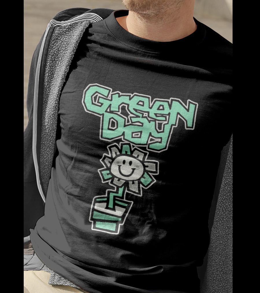 Green Day Flower Happy Smiling Potted Bloom T-Shirt