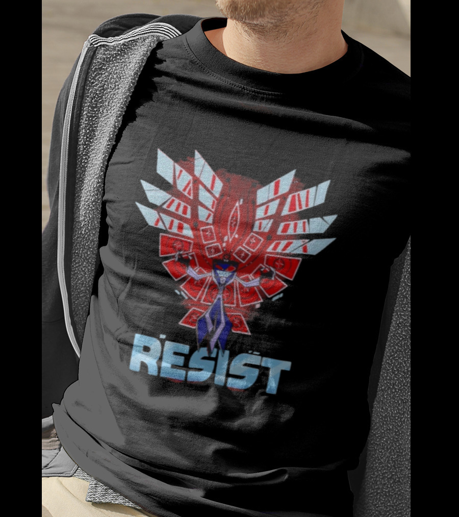 Hazbin Hotel Vox Resist Character Wings Red Blue T-Shirt