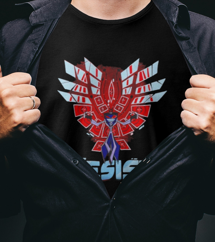 Hazbin Hotel Vox Resist Character Wings Red Blue T-Shirt