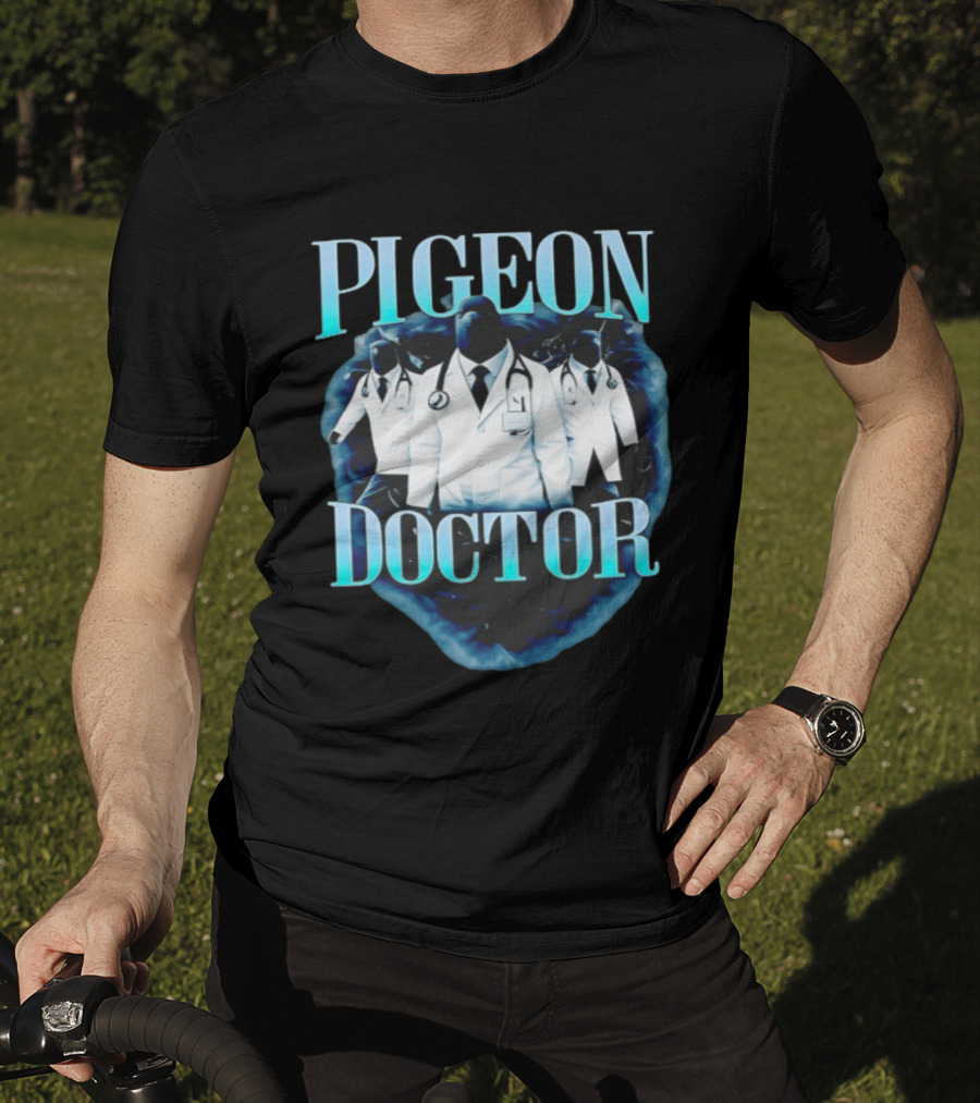 Pigeon Doctor Medical Humor Surreal Stethoscope T-Shirt