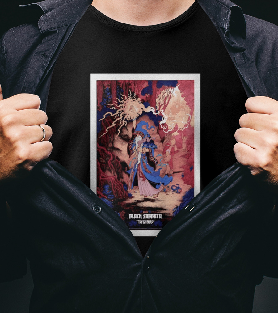 Black Sabbath The Wizard Rainbow Foil Edition Fantasy Scene T-Shirt