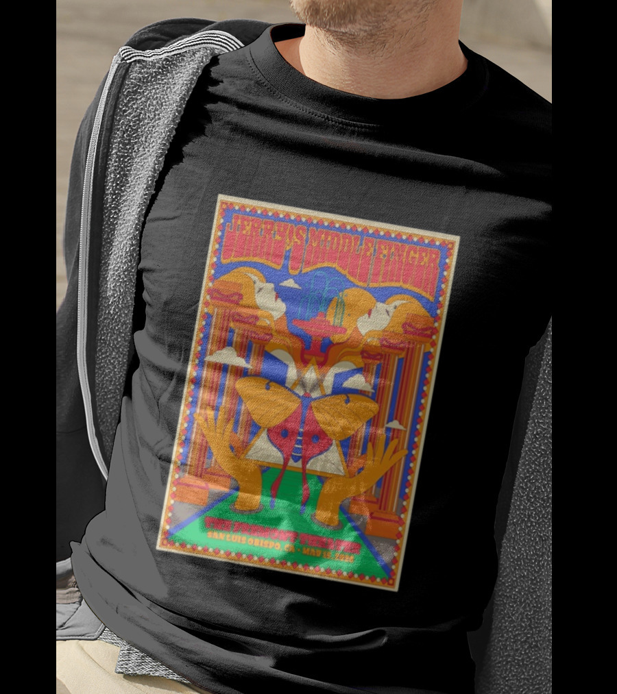 Jerry's Middle Finger The Fremont Theater San Luis Obispo CA May 15 2026 Psychedelic With Column And Faces T-Shirt