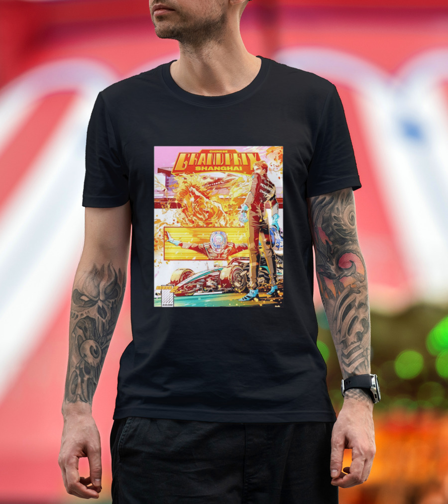 Chinese Grand Prix Shanghai Anime Style With Race Car And Driver T-Shirt
