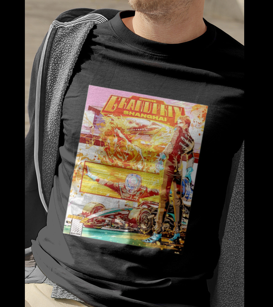 Chinese Grand Prix Shanghai Anime Style With Race Car And Driver T-Shirt