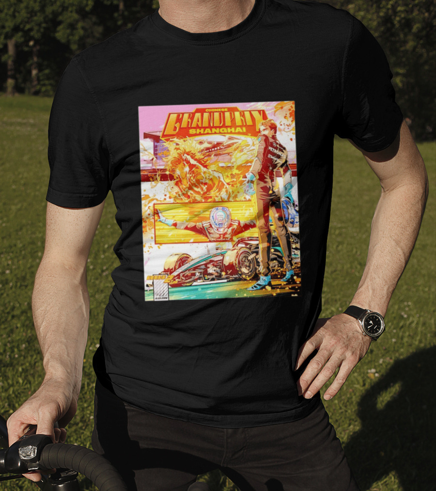Chinese Grand Prix Shanghai Anime Style With Race Car And Driver T-Shirt