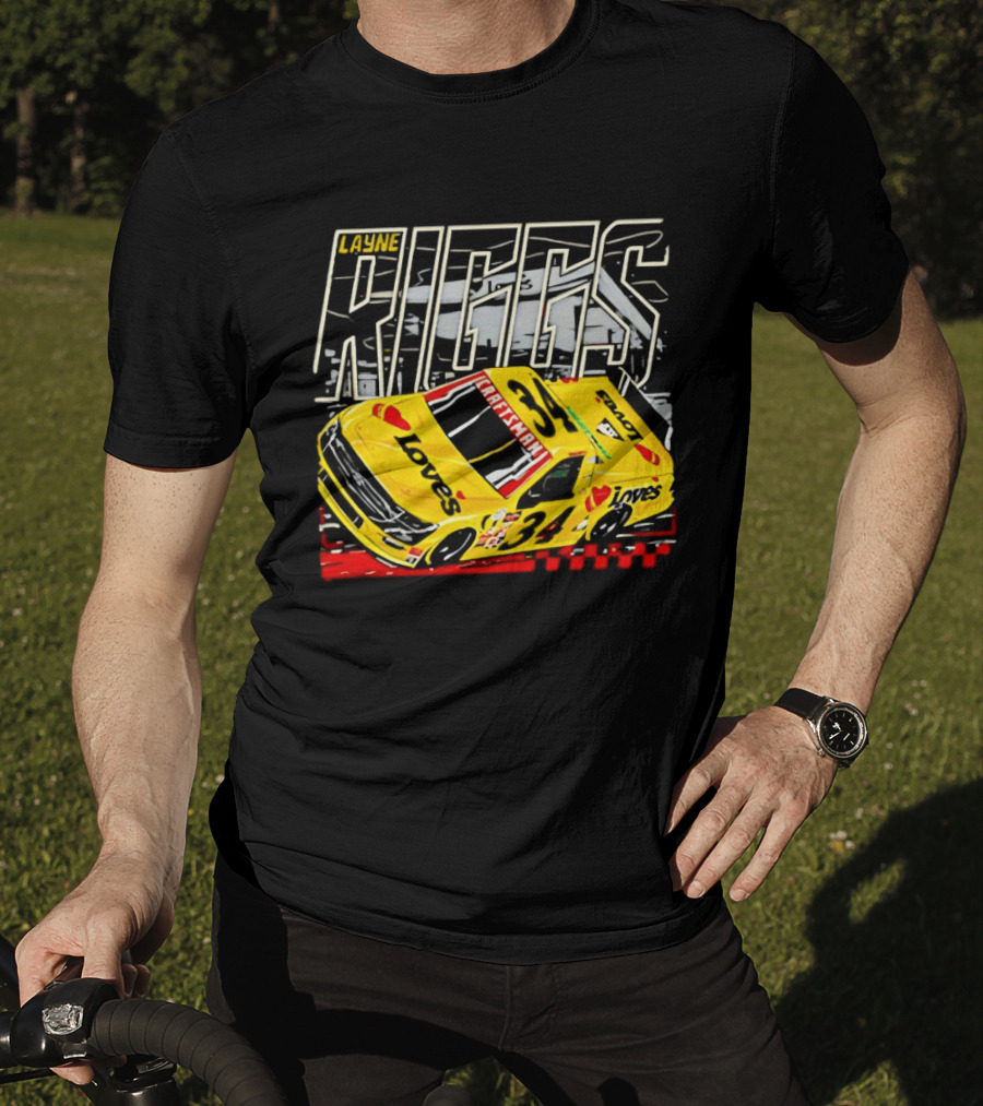 Layne Riggs Loves Truck Racing With Vibrant Yellow Car T-Shirt