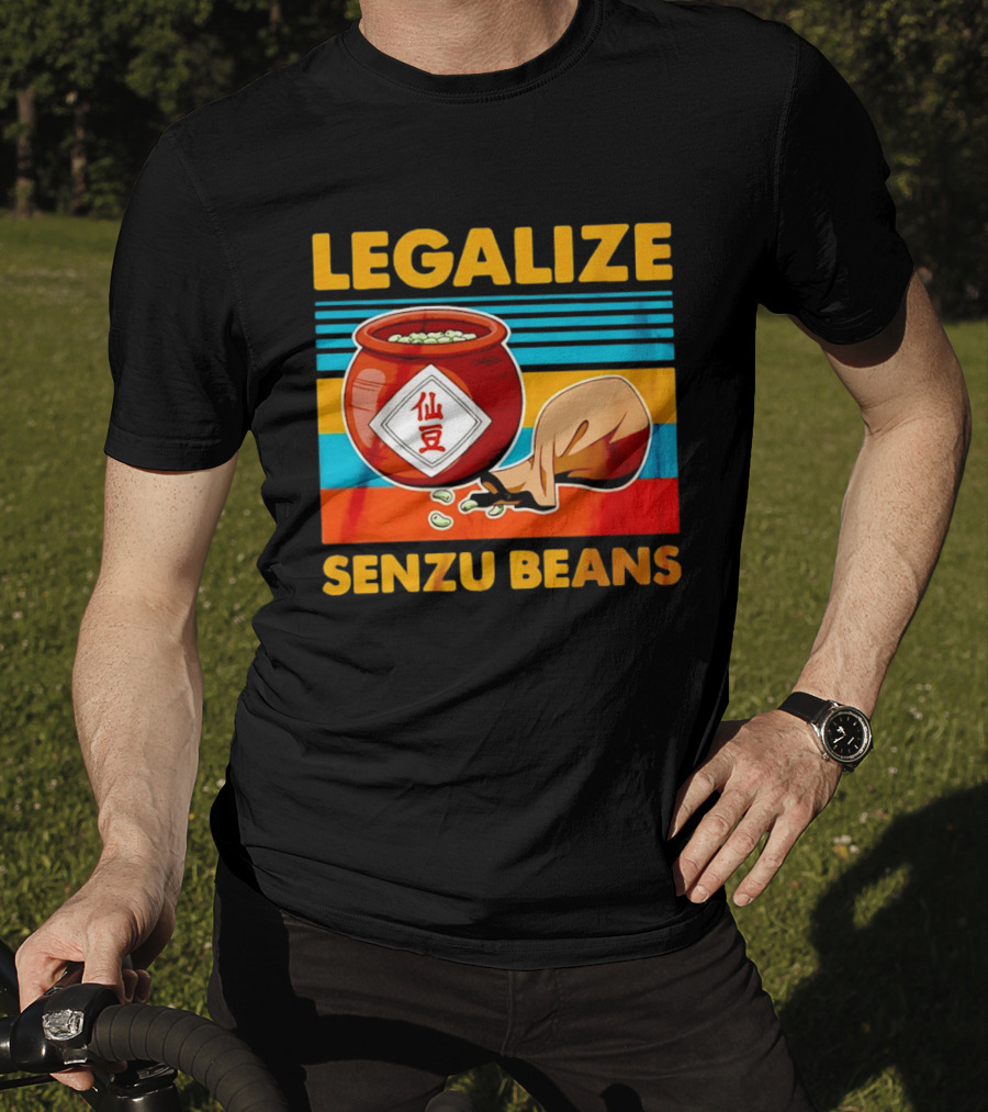 Legalize Senzu Beans Dragon Ball Kagome Jar Vintage Stripes T-Shirt