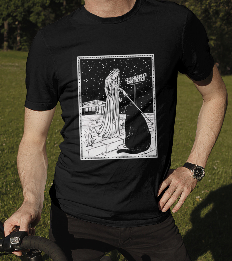 Medieval Cat Tarot Waffle House The Hermit T-Shirt