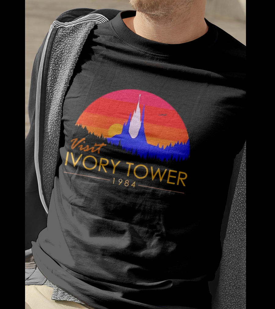 Visit Ivory Tower 1984 Sunset Silhouette The Neverending Story T-Shirt