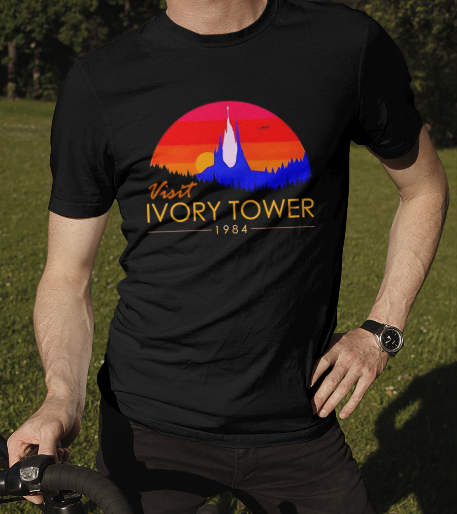 Visit Ivory Tower 1984 Sunset Silhouette The Neverending Story T-Shirt