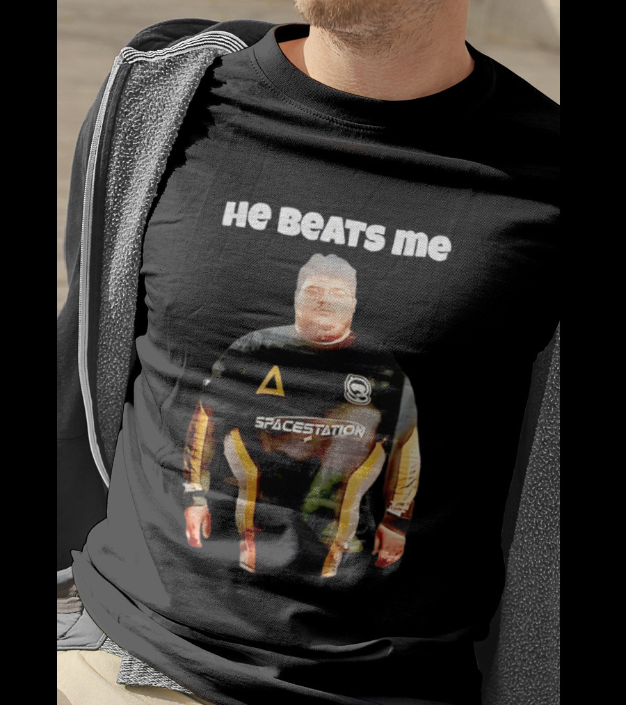 He Beats Me Spacestation Gaming Jersey T-Shirt
