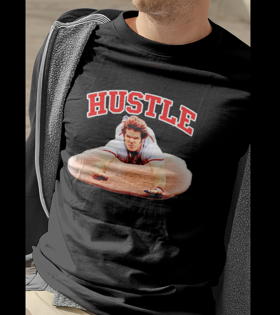 Hustle Baseball Player Diving Slide Action Image T-Shirt