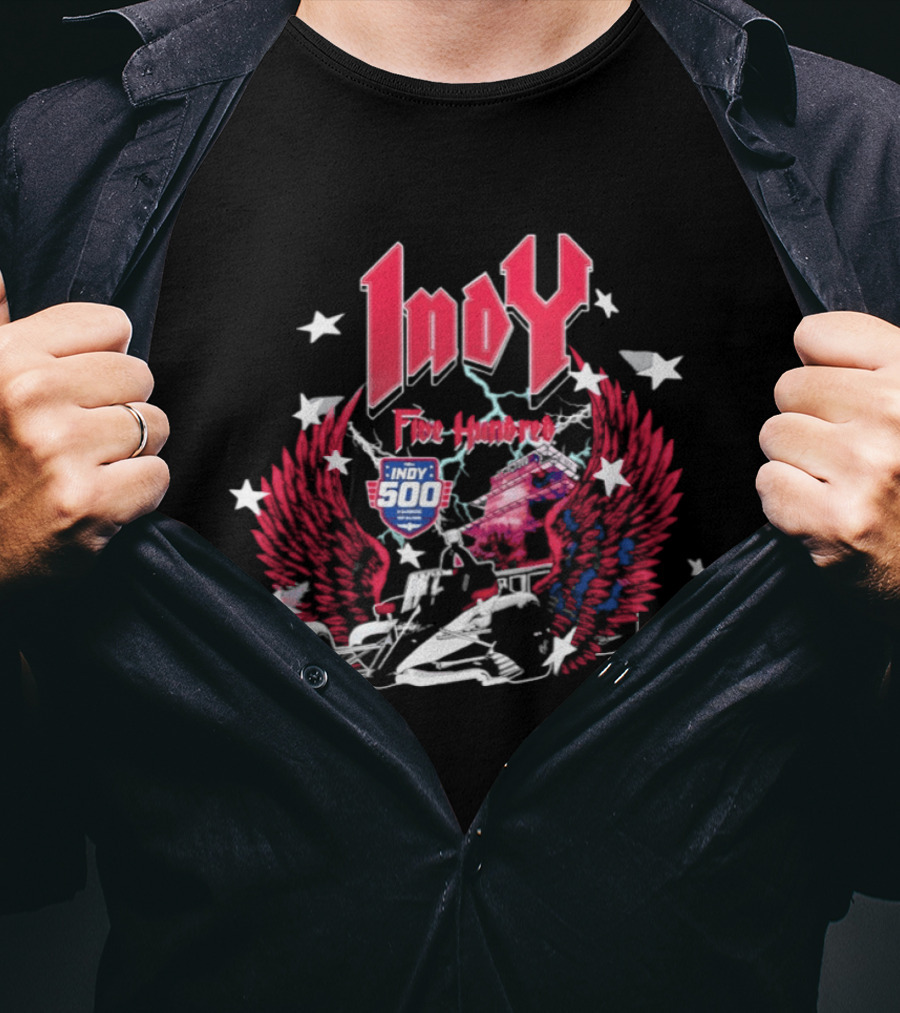 Indy 500 Indianapolis Motor Speedway Racing Wings Stars T-Shirt
