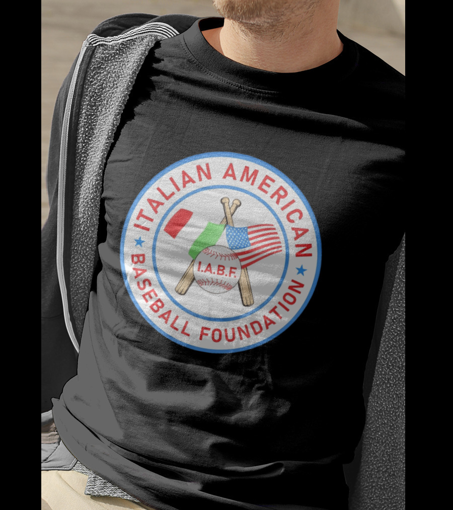 Italian American Baseball Foundation IABF Flags And Crossed Bats T-Shirt
