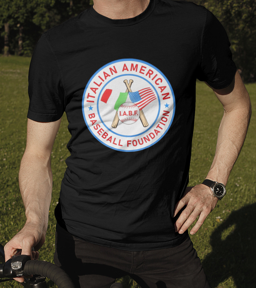 Italian American Baseball Foundation IABF Flags And Crossed Bats T-Shirt
