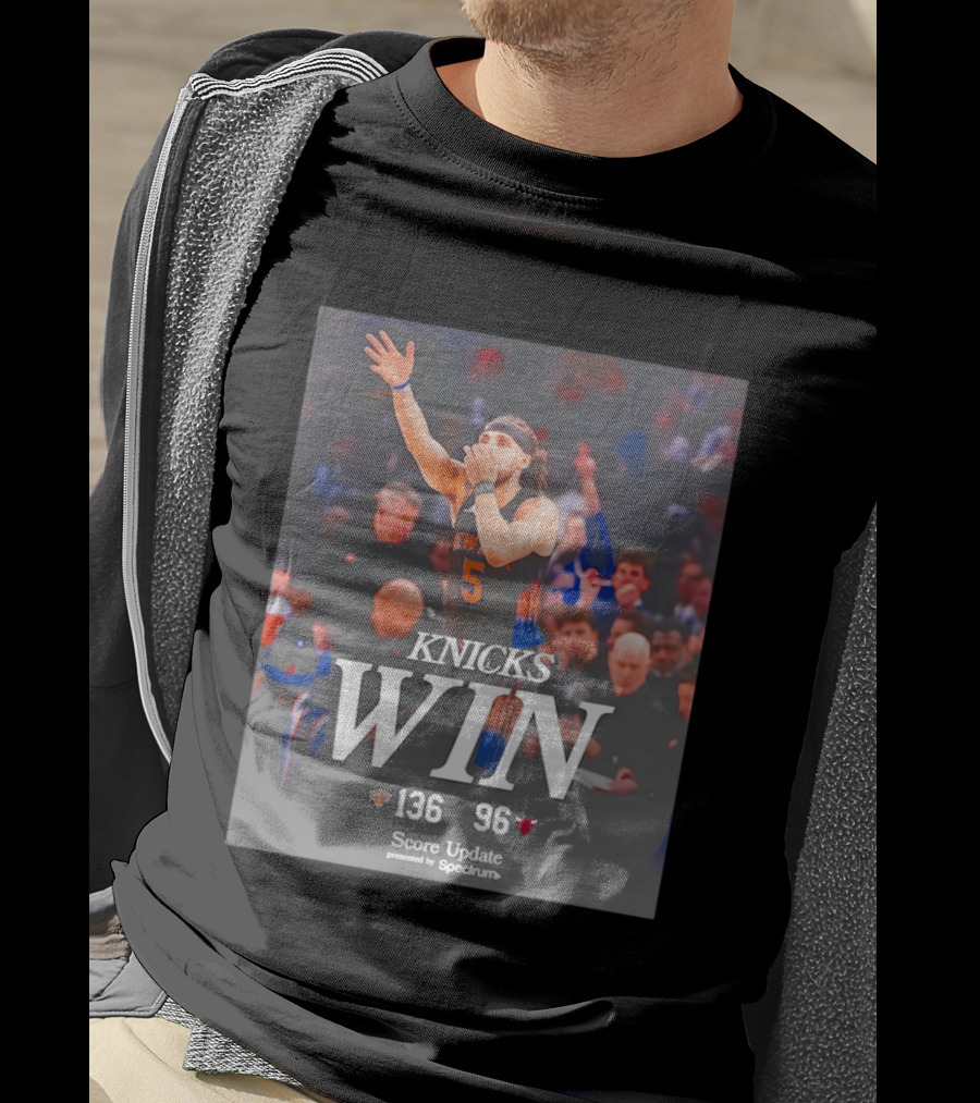 Knicks Win Jalen Brunson Celebration 136 96 Over Chicago Bulls T-Shirt