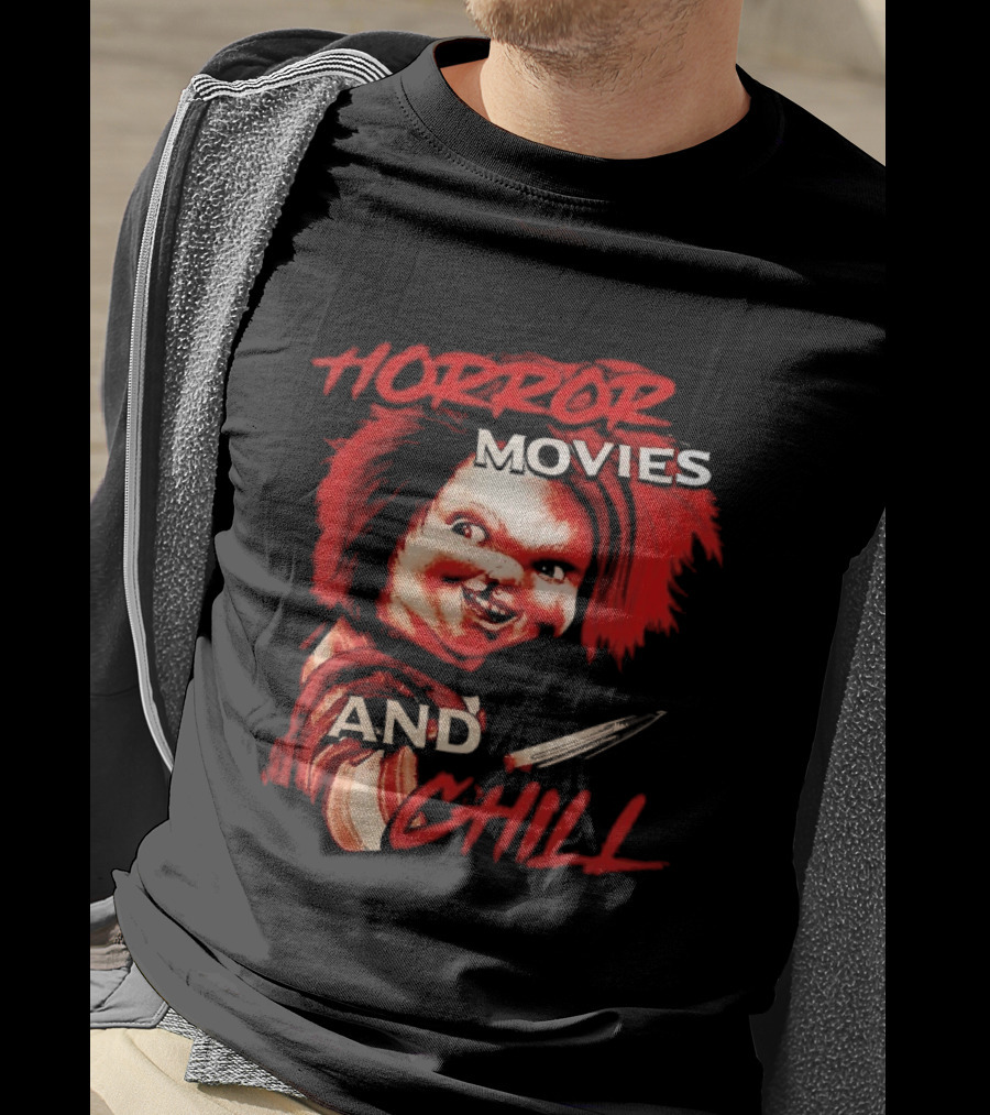 Chucky Horror Movies And Chill Knife Wielding Doll T-Shirt
